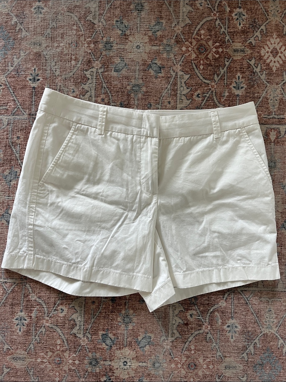 J. Crew White Cotton Bermuda Shorts with Belt Loops